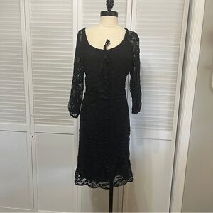 Garnet Hill Black Lace Shift Dress